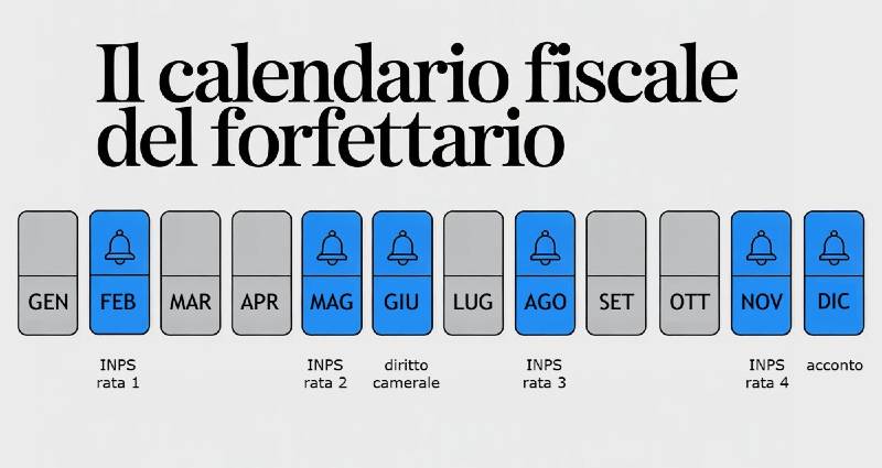 Infografica: calendario fiscale completo del regime forfettario con tutte le scadenze dell'anno